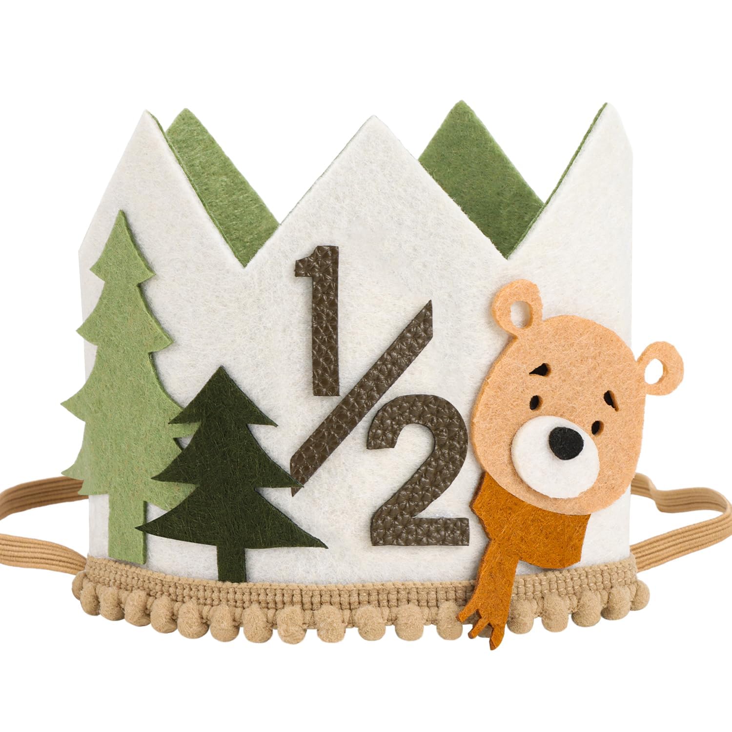 NHCDFA 1/2 Birthday Cap, Half Birthday Milestone Celebrations, Bear Design Baby Cap, Photos and Party Decorations, Soft Material Infant Headwear, Cake Smash Sessions-image-27