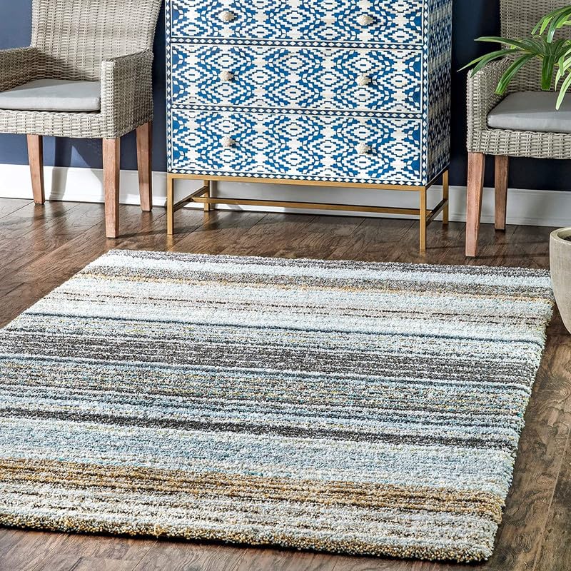 Image of Shaggy Area Rug - Extra Plush Luxury Carpet, Super Soft & Cozy Feel| Perfect for Living Room, Bedroom, and Stylish Home Decor- Teal Mixture (4 x 6 ft)