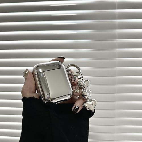 Miniatura 2 de Funda compatible con AirPods 2, TPU suave con kit de limpieza, bonito colgante de hebilla plateada a la moda, diseño estético, a prueba de golpes,