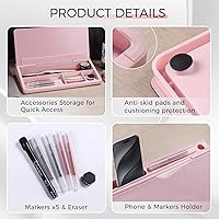 Vista 54 de TOWON Desktop Glass Whiteboard with Basic Calculator, 12 Digit LCD Display, Desk Organizers with Accessories for Office, Home, School Supplies