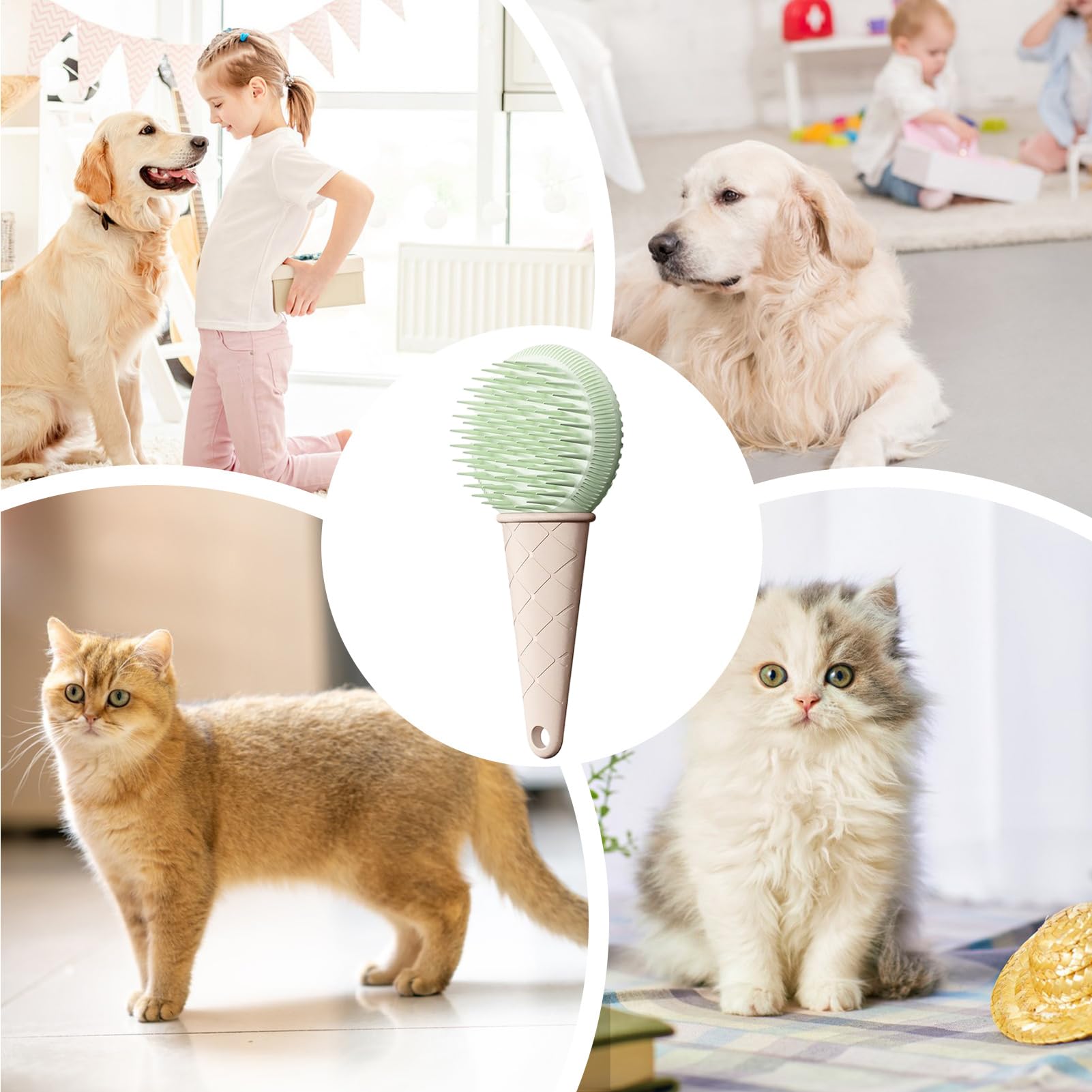 Spazzola Per Animali Domestici Rimozione Morti Massaggiante Appendibile | Spazzola Per Pulizia E Toelettatura Per Gatti Per Interno Esterno Mantello Lungo Corto Razze Piccole Medie Grandi