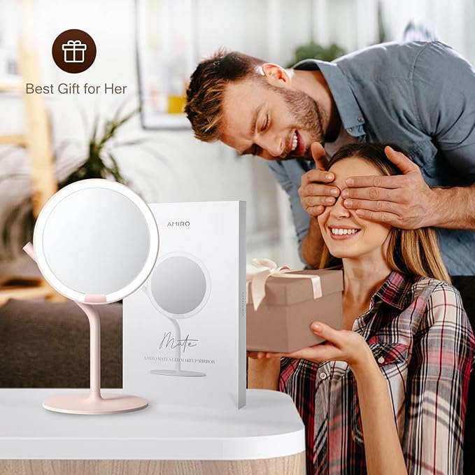 Espejo de Maquillaje LED AMIRO 8" con 5 Niveles de Brillo y Espejo 5X miniatura 8