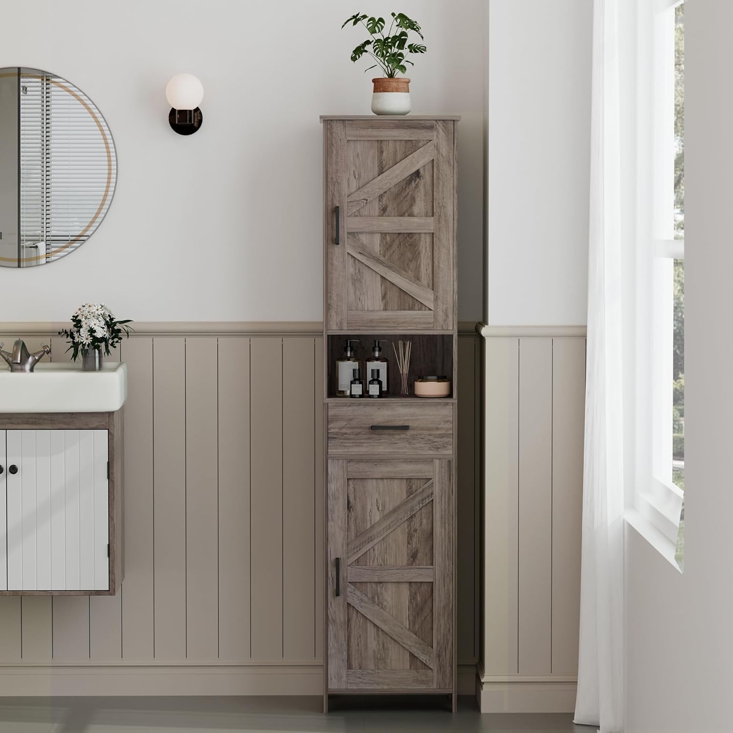 Stylish and functional bathroom storage cabinet