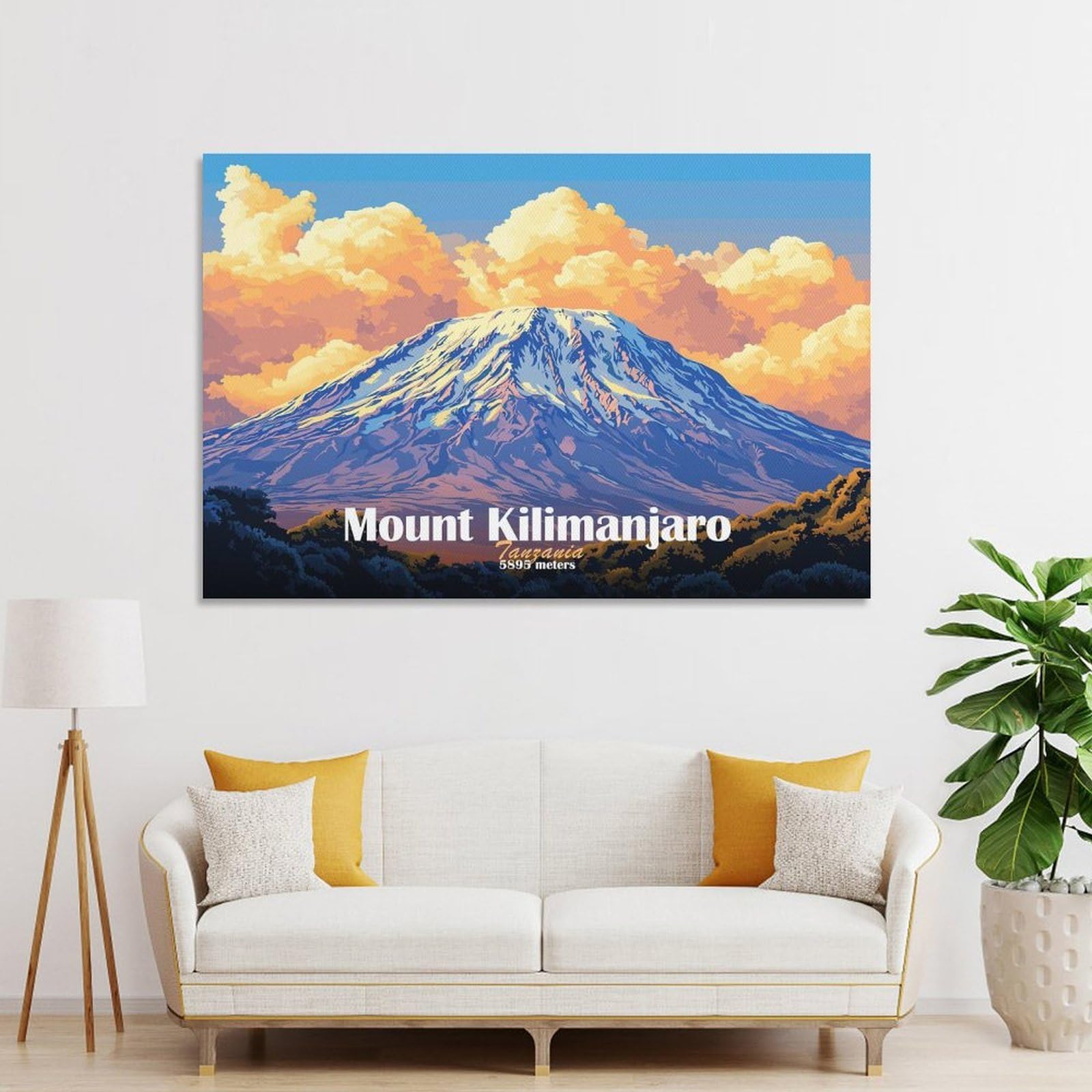 Junmoney Mount Kilimanjaro Landscape Canvas Wall Decor, 12x18inch(30x45cm), for Home Lounge, Bedroom Or Reading Nook, Modern Wall Decor for Cosy Interiors