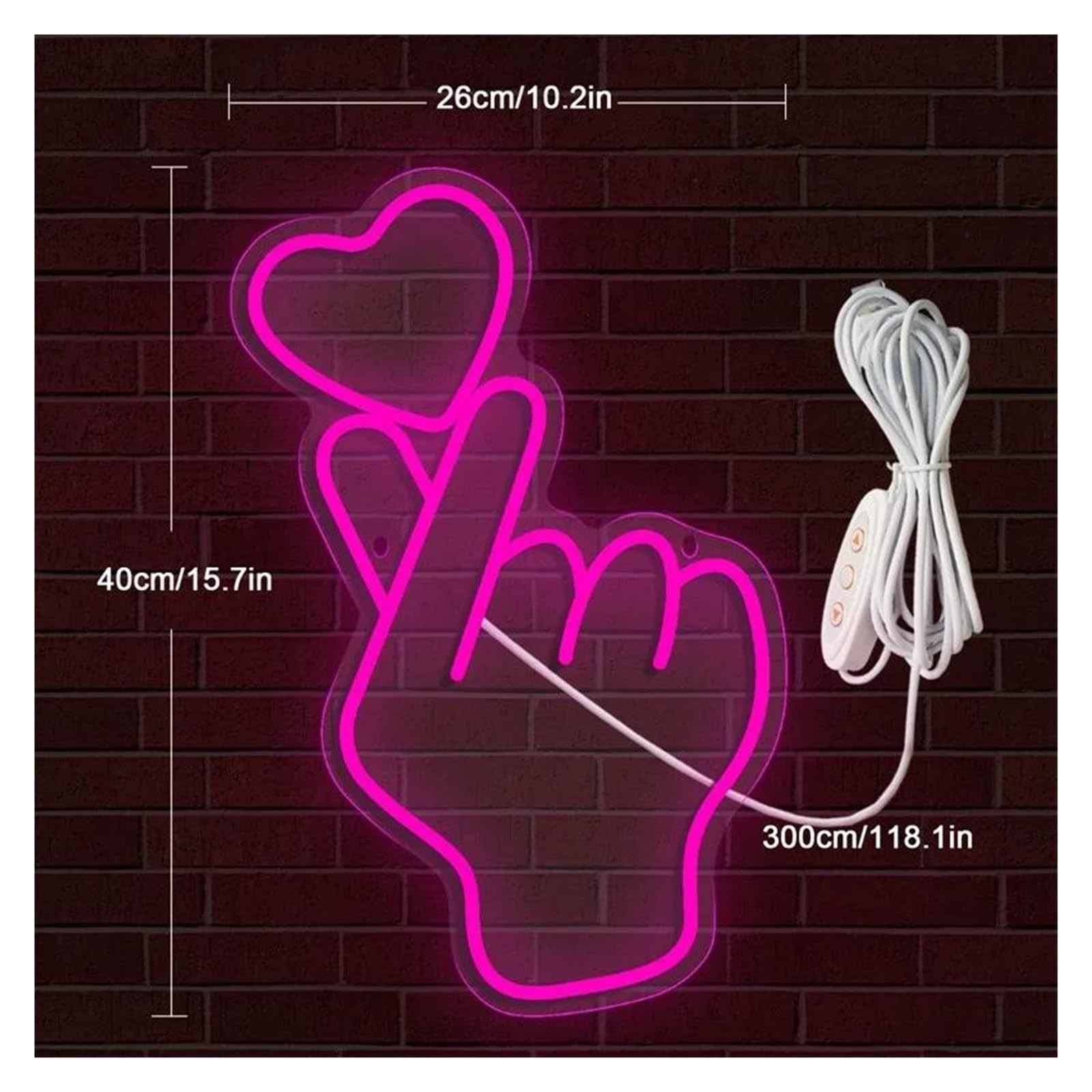 Luz de Diseño de Digital Gesto De Mano Y Corazón Luz LED De Neón Para Decoración De Pared De Casa, Dormitorio, Fiesta, Boda, Lámparas De Noche 40cmx26cm