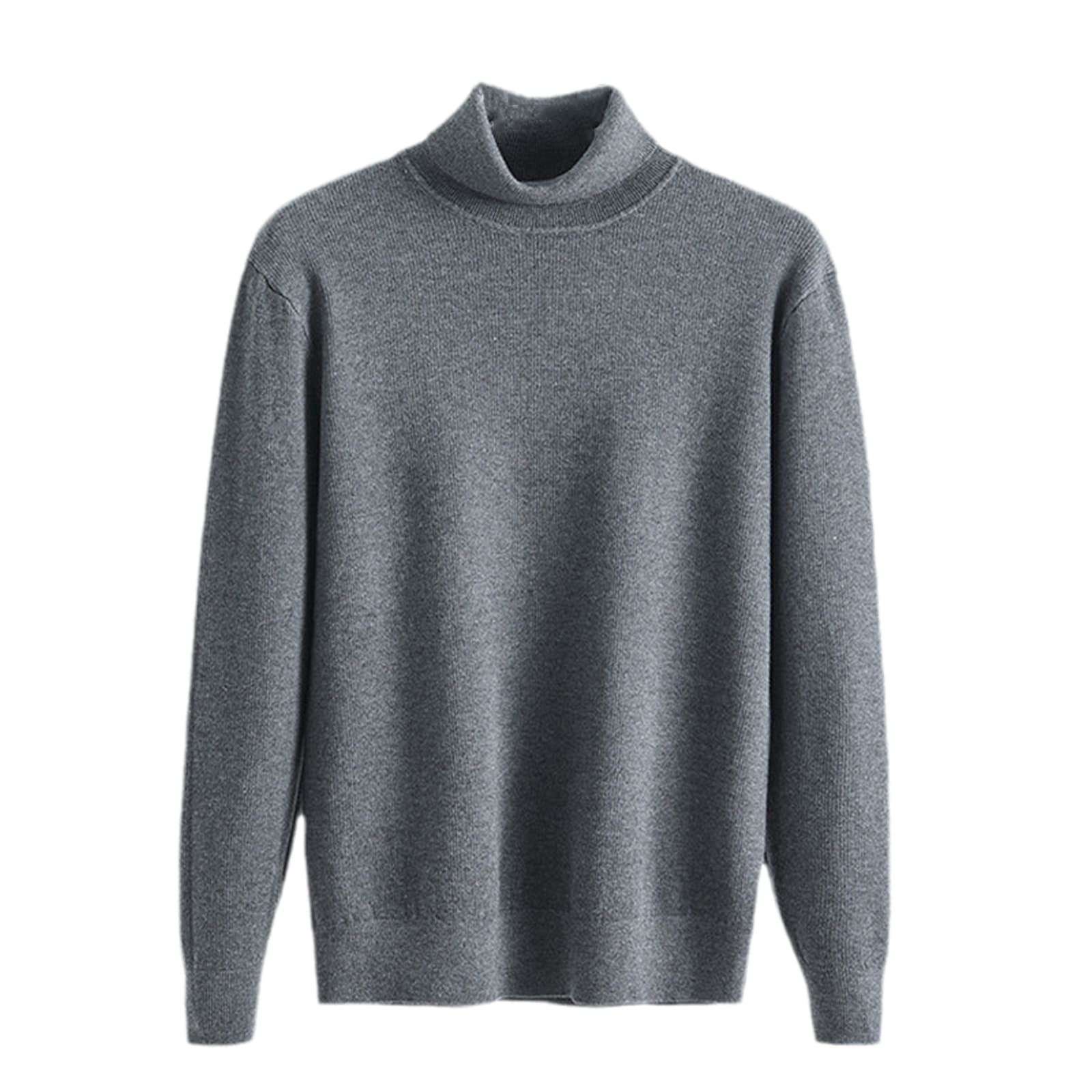 Męski ciepły sweter z golfem solidny modny sweter na co dzień gruby sweter, ciemnoszary, XL