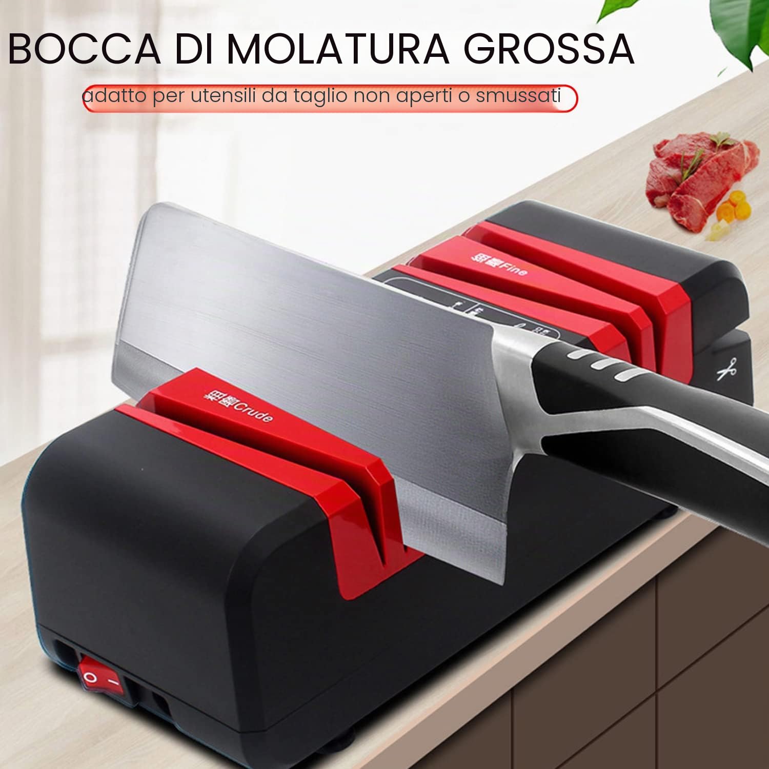 Affilacoltelli Elettrico Professionale, Multifunzione, Automatico, 15 Gradi, Corindone, Nero