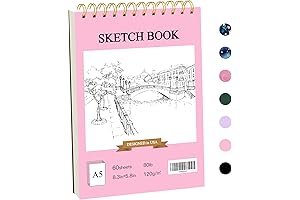 Stilip 5.5&quot; x 8.5&quot; Sketch Book For Artists in Light Pink