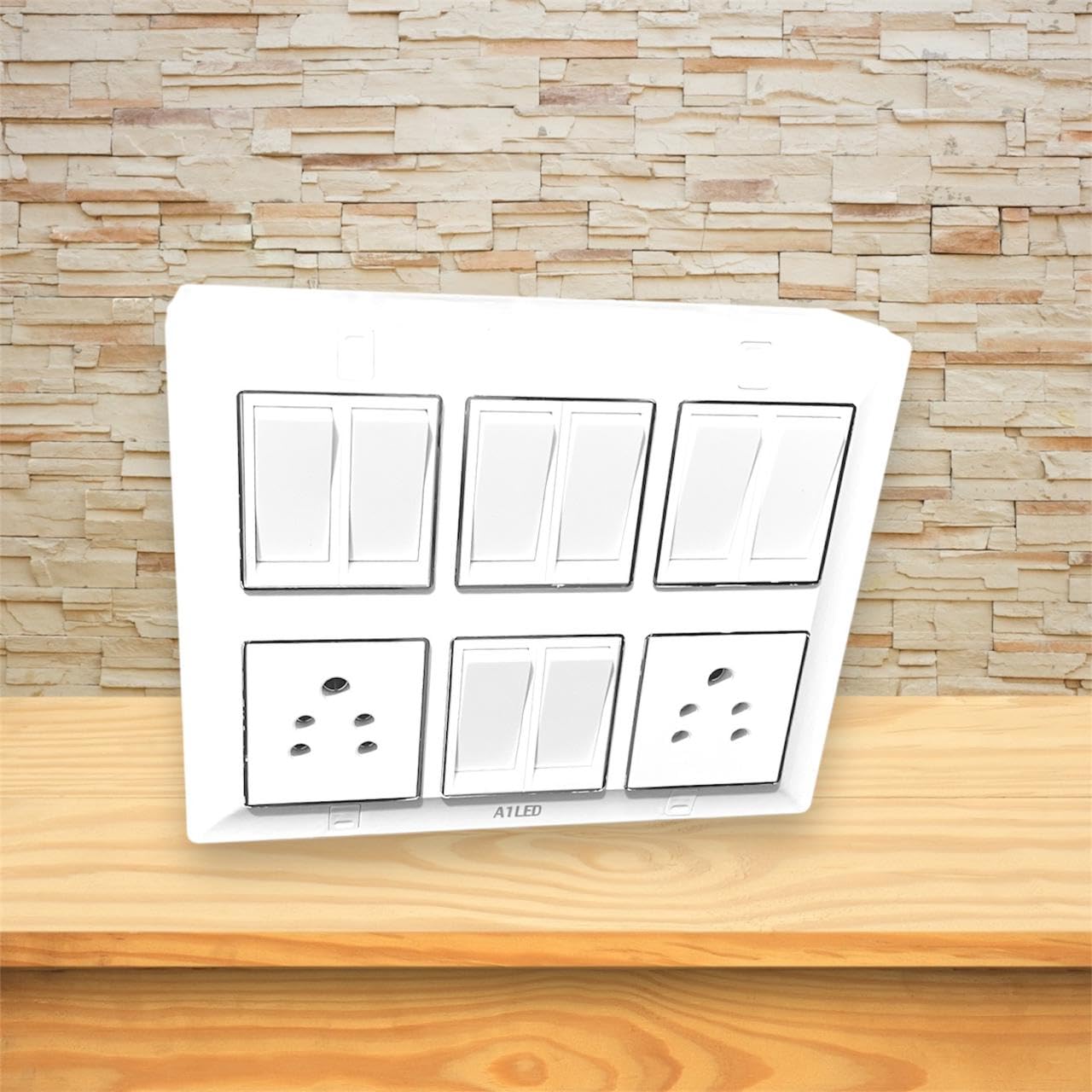 A1 LED 12-Module Silver Line Board with 8 Flat 10A Toggle 12 Way Switches and 2 10A Sockets - Modern Electrical Panel 1