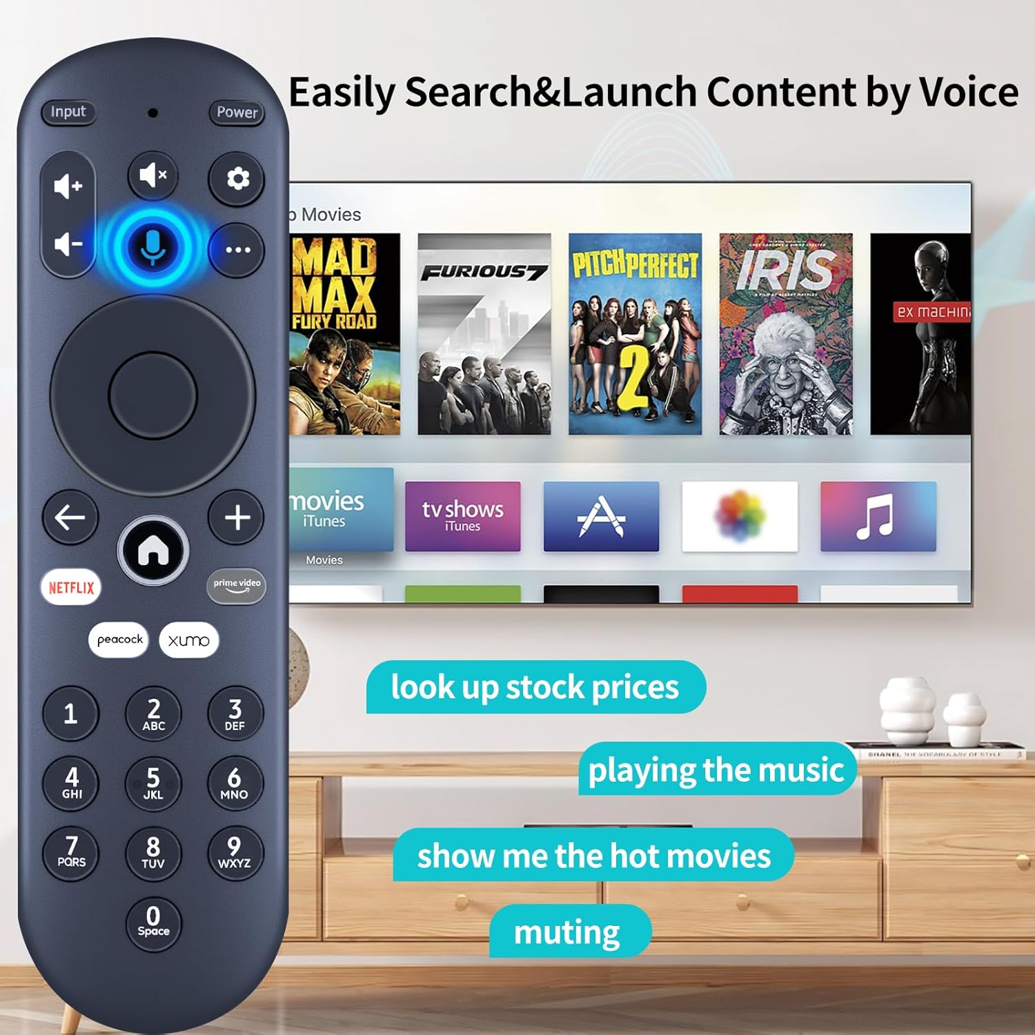 Replacement for Element Xumo TV Stream Box Voice Remote Control, Compatible with Element 65” 4K UHD HDR Xumo TV E500AC65C E500AC43C E500AC55C E500AC50C