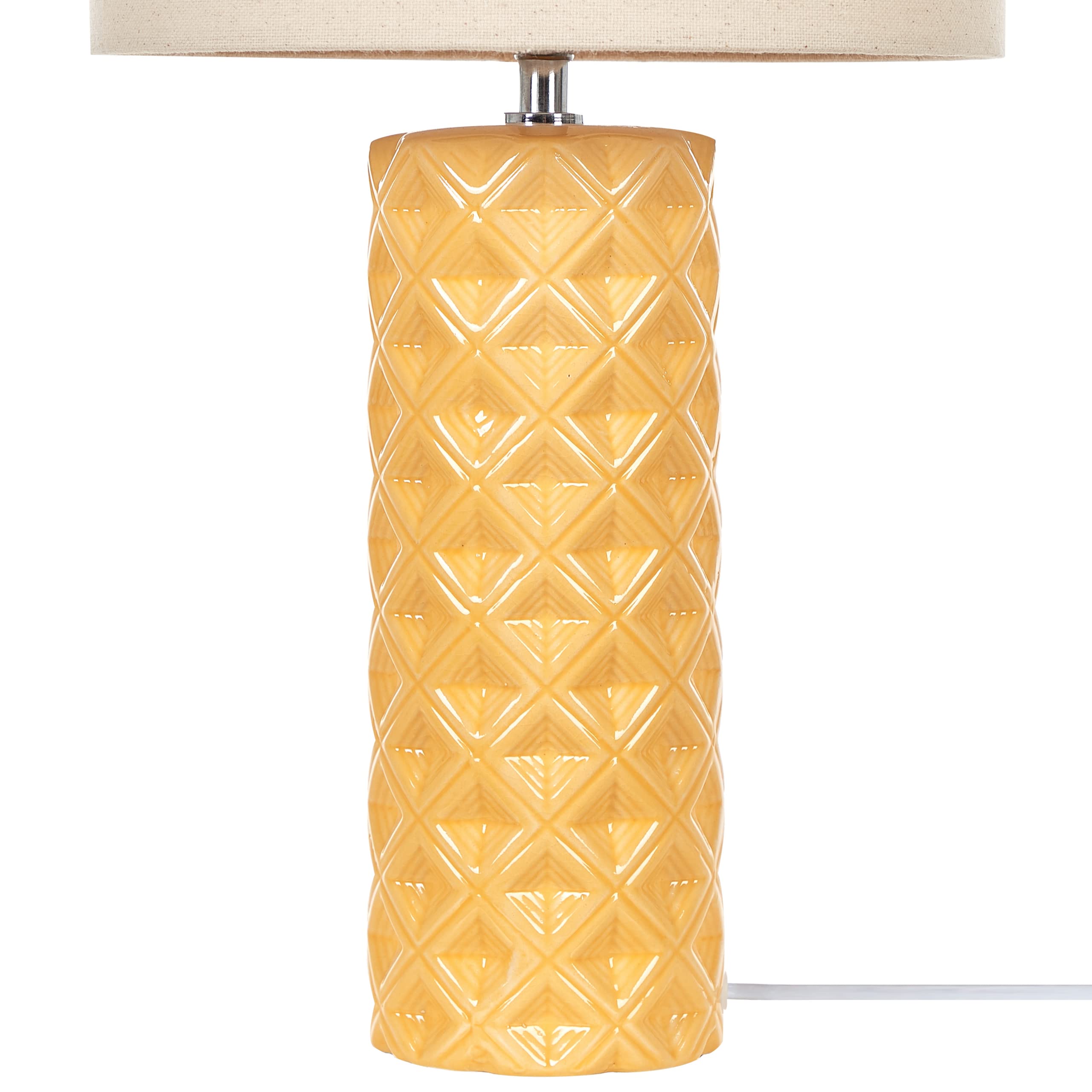 Beliani Tischlampe Keramik gelb 49 cm Lampenschirm elegant Balonne