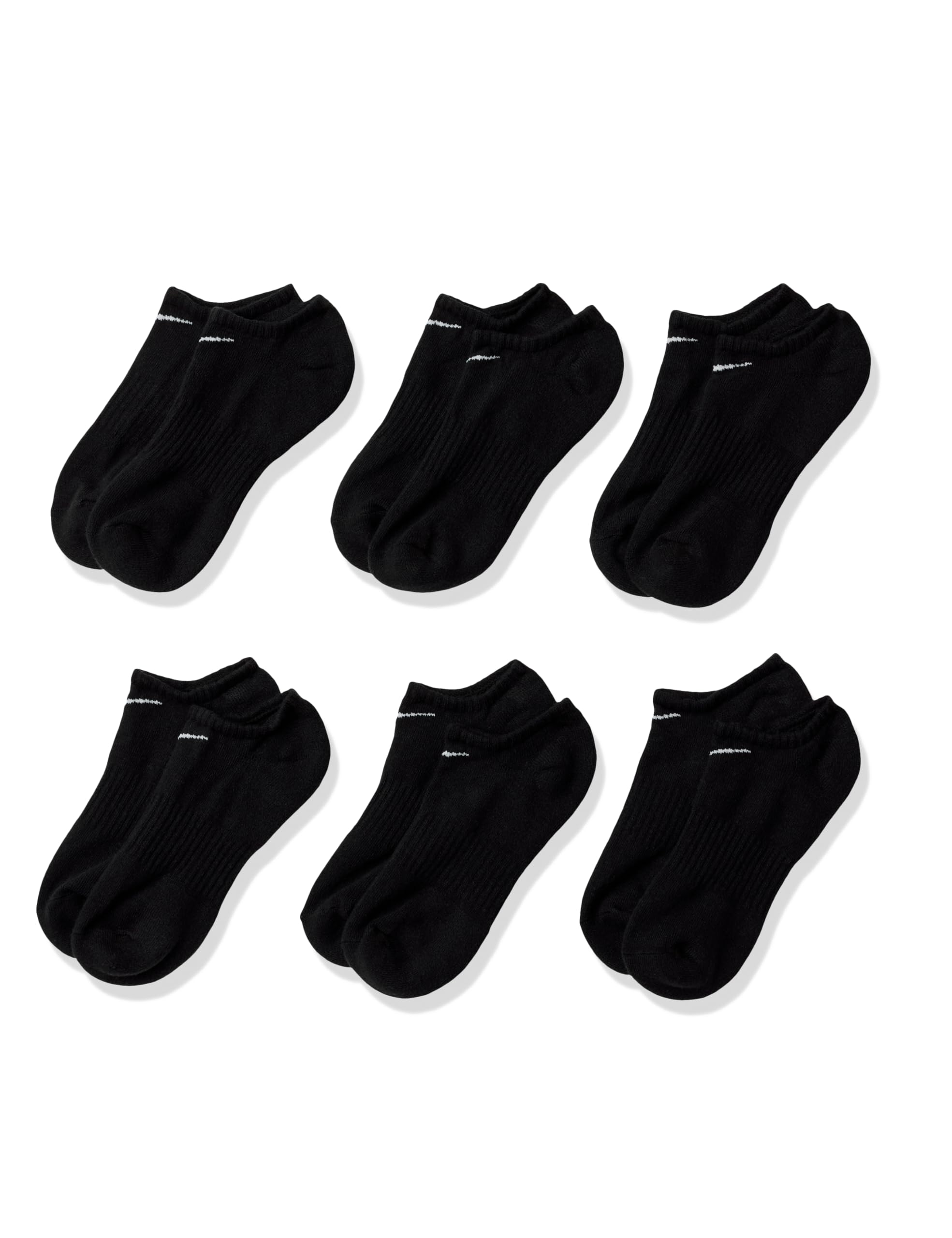 Nike Unisex Everyday Cushioned Training No-Show Socks 6 Pairs Black White X-Large