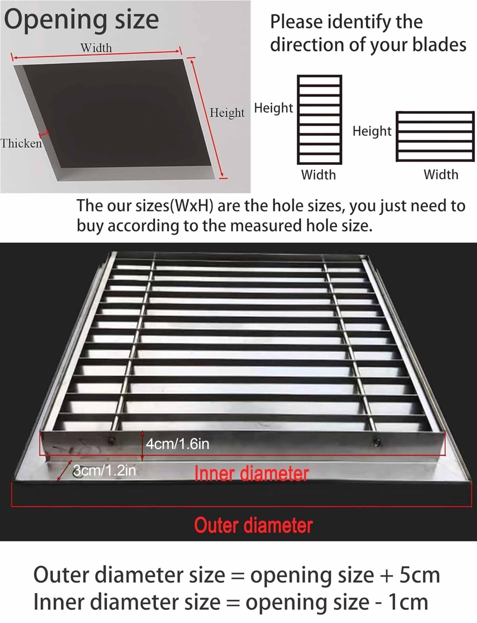 Generico Griglia di Ventilazione in Acciaio Inox Resistente, Decorativa, per impianti di climatizzazione e Riscaldamento, Installazione a Parete/soffitto, Soluzione di Ventilazione Domestica Durevole
