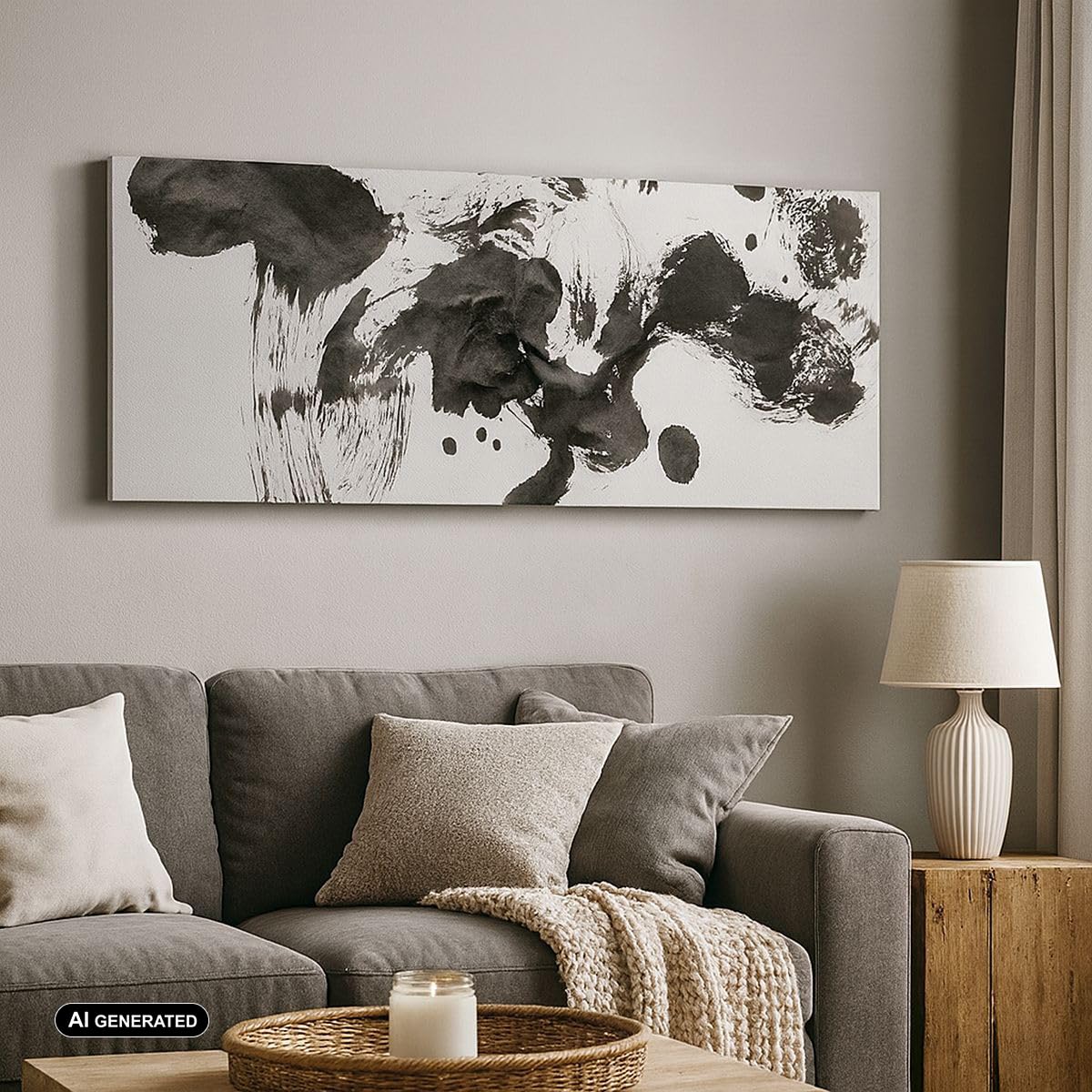 ARTTOR Bilder auf Leinwand 160x50cm Wandbild Abstrakt Schwarz-Weiß - 5426