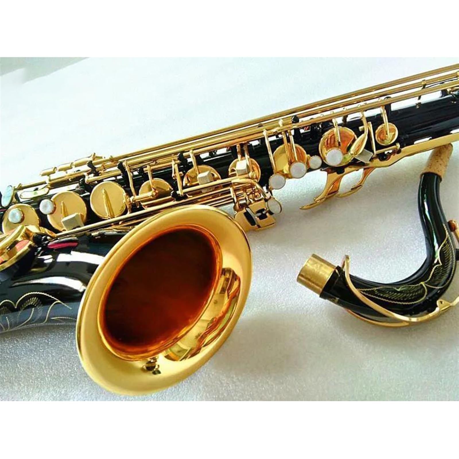 Saksofon Saksofon Tenorowy B-Flat High-End Czarny Złoty Klucz Saksofon Ustnik Reed Neck Akcesoria Do Instrumentów Muzycznych