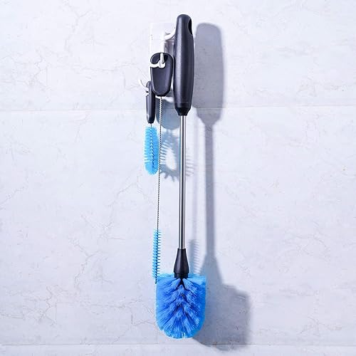 Miniatura 6 de Juego de cepillos para botellas de agua de acero inoxidable 3 en 1, cepillo de limpieza de botellas de agua de mango largo, construido para limpiar