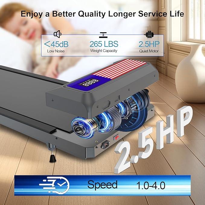 Caminadora Eléctrica Portátil con Barra de Soporte, 2.5 hp, Azul miniatura 4