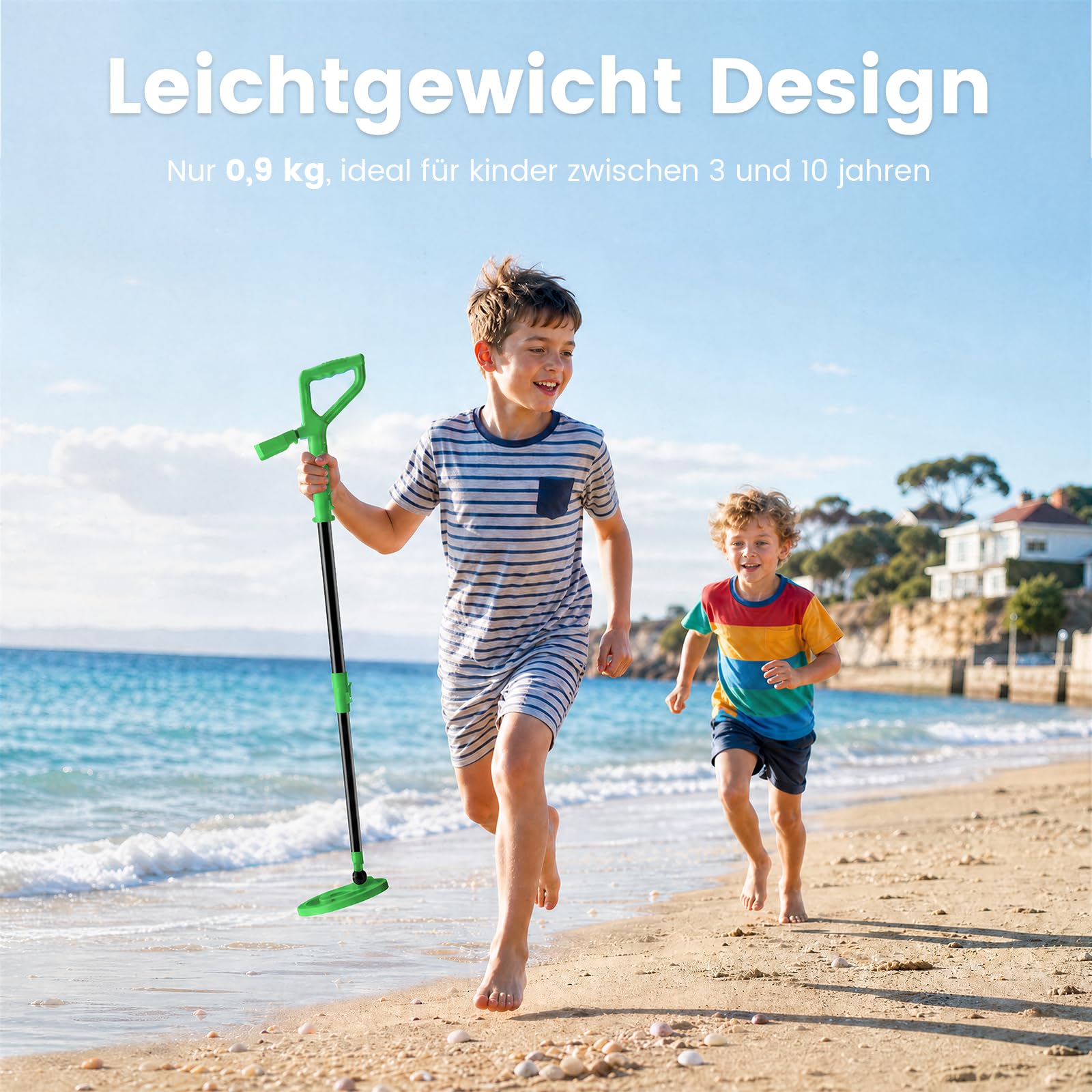 OMMO Détecteur de Métaux Enfants, Rechargeable Detecteur de Metaux, Vert