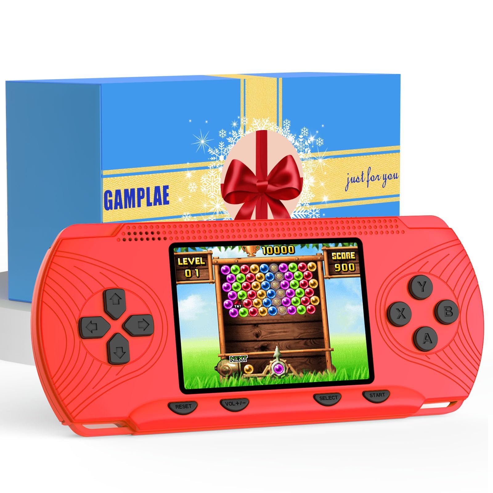 Handheld Games for Kids - Kids Video Game Player Preloaded 258 Retro Video Games, Portable Gaming Player with 3 Cartridges & 3" HD Screen Travel Electronic Toy Birthday Xmas Gift for Boys Kids 4-12