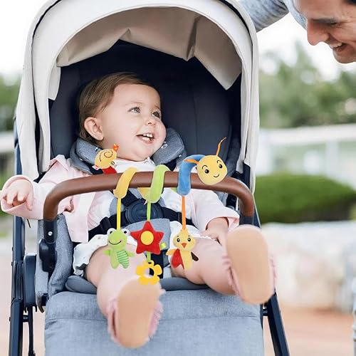 Miniatura 2 de NOLITOY Juguetes para, 0-12 Meses Cochecito Actividad Espiral Colorido Oruga Juguetes de Felpa, Alto Contraste Sensorial de Asiento de Coche