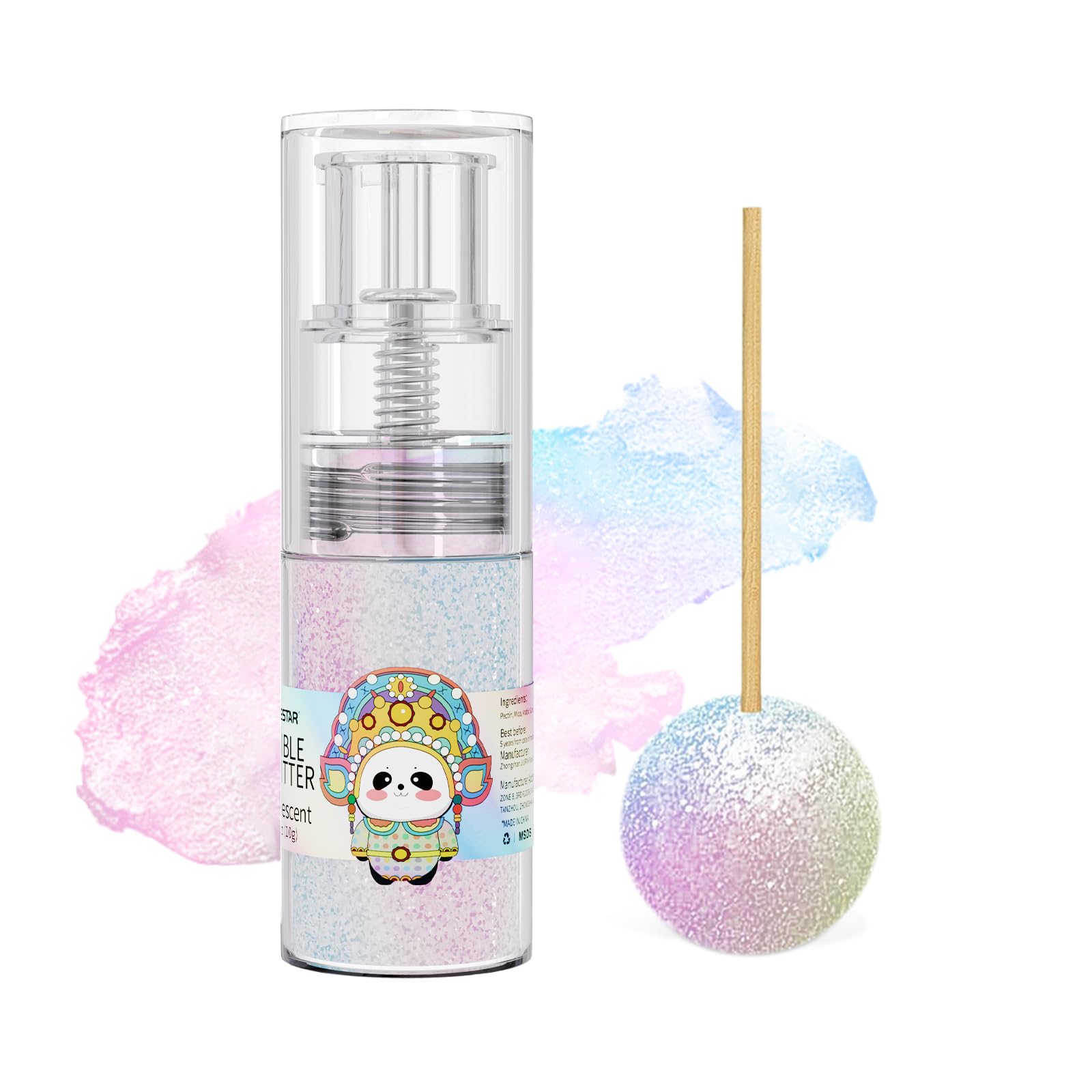 Edible Glitter for Cocktails,10g Edible Glitter Spray, Edible Luster Dust for Cakes, Edible Shimmer Powder for Drinks, Cupcakes, Strawberries, Chocolate (Iridescent)