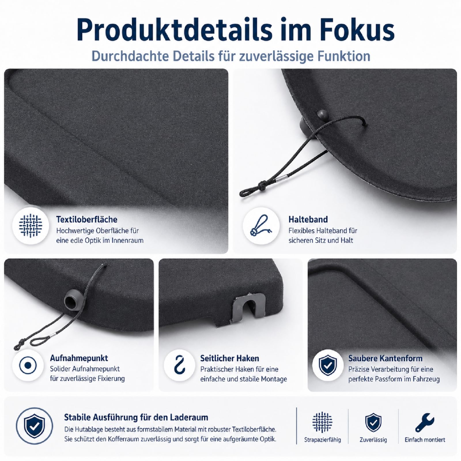 Hutablage Kompatibel mit Ford Fiesta VI MK7 2008-2017 1791284 | Passgenauer Sichtschutz für den hinteren Innenraum, schützt Ladung vor Blicken und wirkt sauber verarbeitet.