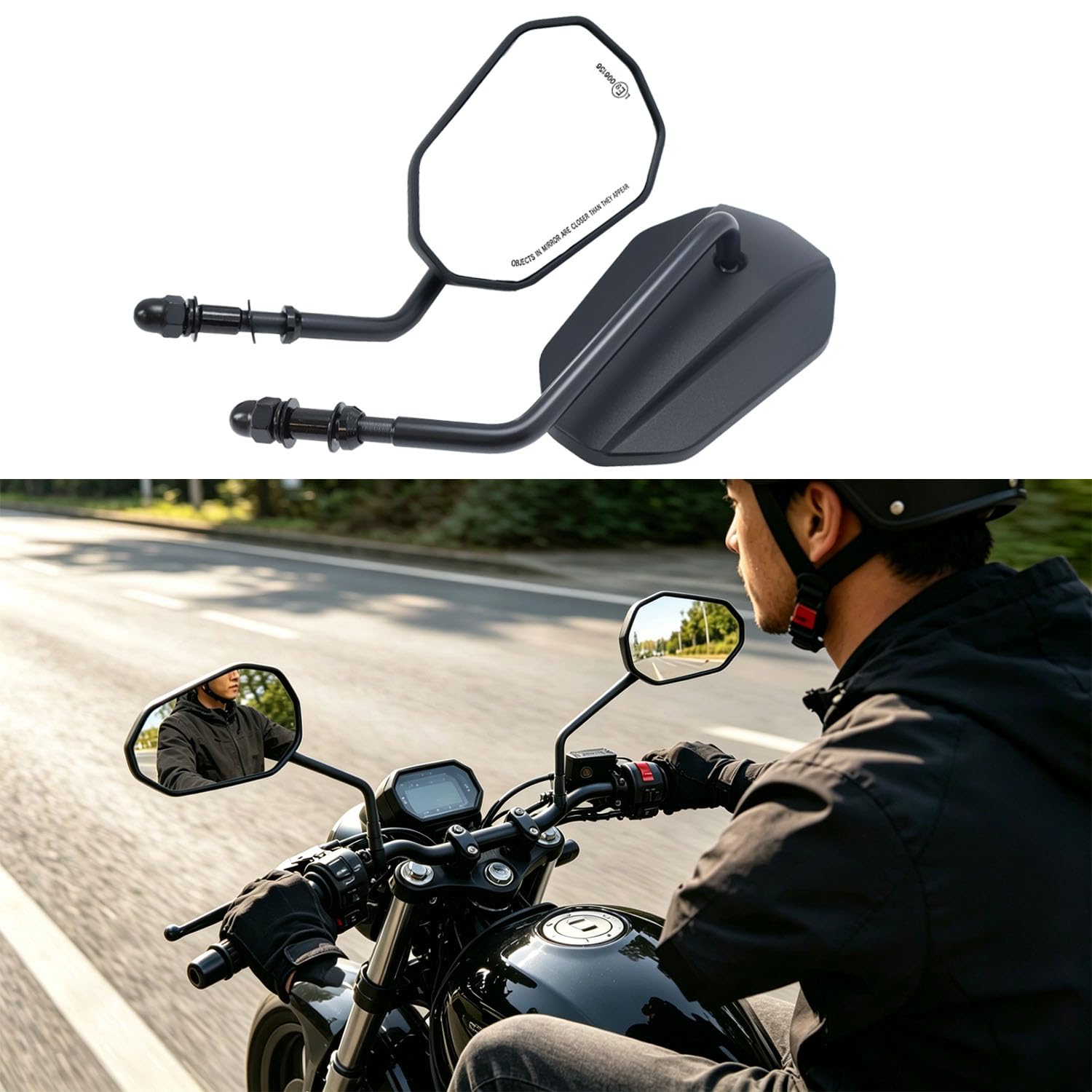 M8 Specchietti Moto Retrovisore, E9 Omologati Specchietti Laterali Moto Compatibili per Sportster Cruiser Chopper Dyna Softail Davidson Street Electra Road Glide 1982-2025