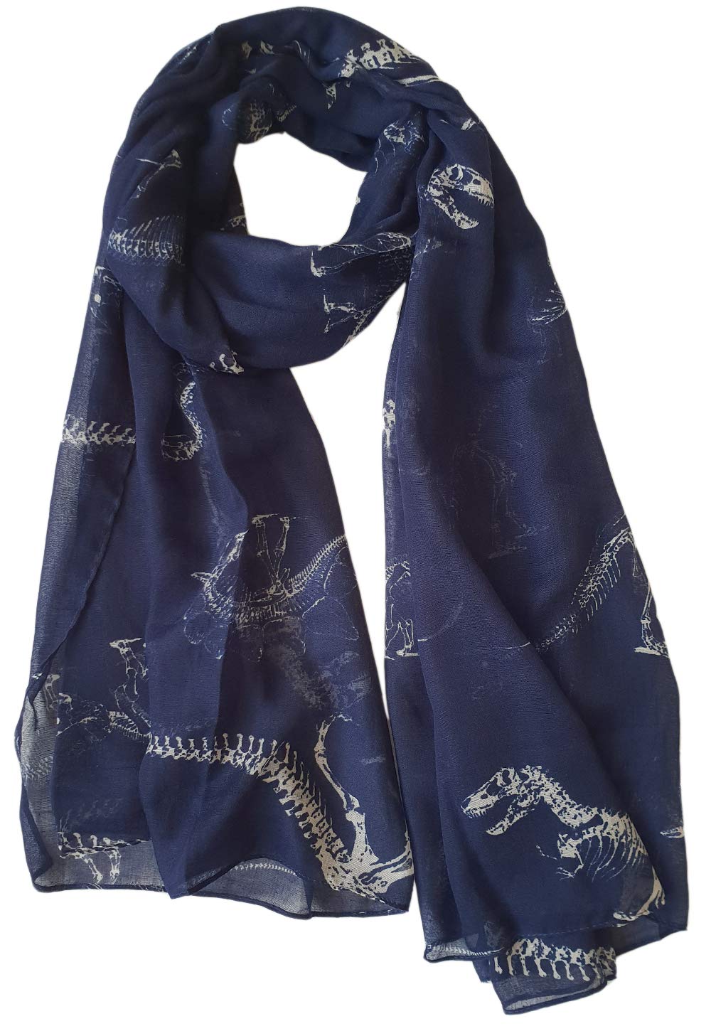 Glamlondon Women's Navy Blue Dinosaurs Print Scarf (Navy Blue)(Size: Large)