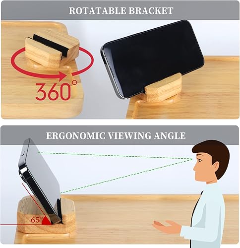 Miniatura 5 de TISEMENT Bandeja de sofá para sofá ancho, brazo de sofá con clip de 15 x 9.8 pulgadas con soporte giratorio de 360, espacio de ensanchamiento de