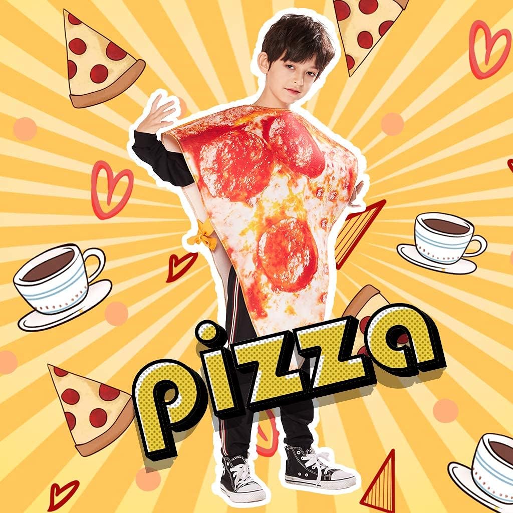 ReneeCho Kids Pizza Slice Halloween Costume Boys Girls Children Food Costume Funny Cosplay Onesie One Size - Image 6