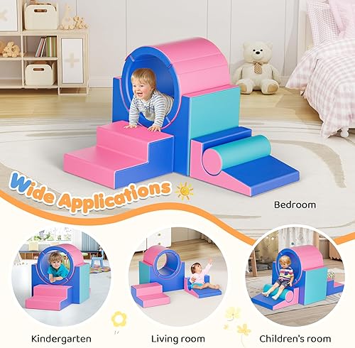 Miniatura 183 de Lischwert Bloques de escalada de espuma, juguetes de escalada suaves para niños pequeños, juego de espuma de 9 piezas para gatear y escalar con Verde