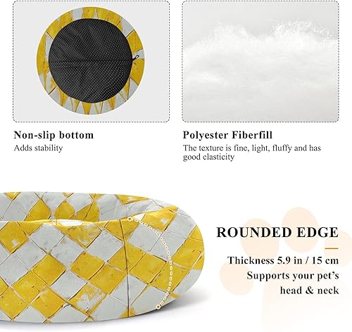 Miniatura 5 de KLL White Background Yellow diamonding Checkerboard Warm & Cozy Pet Cat Bed fluffier Cat Pillow Bed for Small Size Pets Sleeping Camas para mascotas