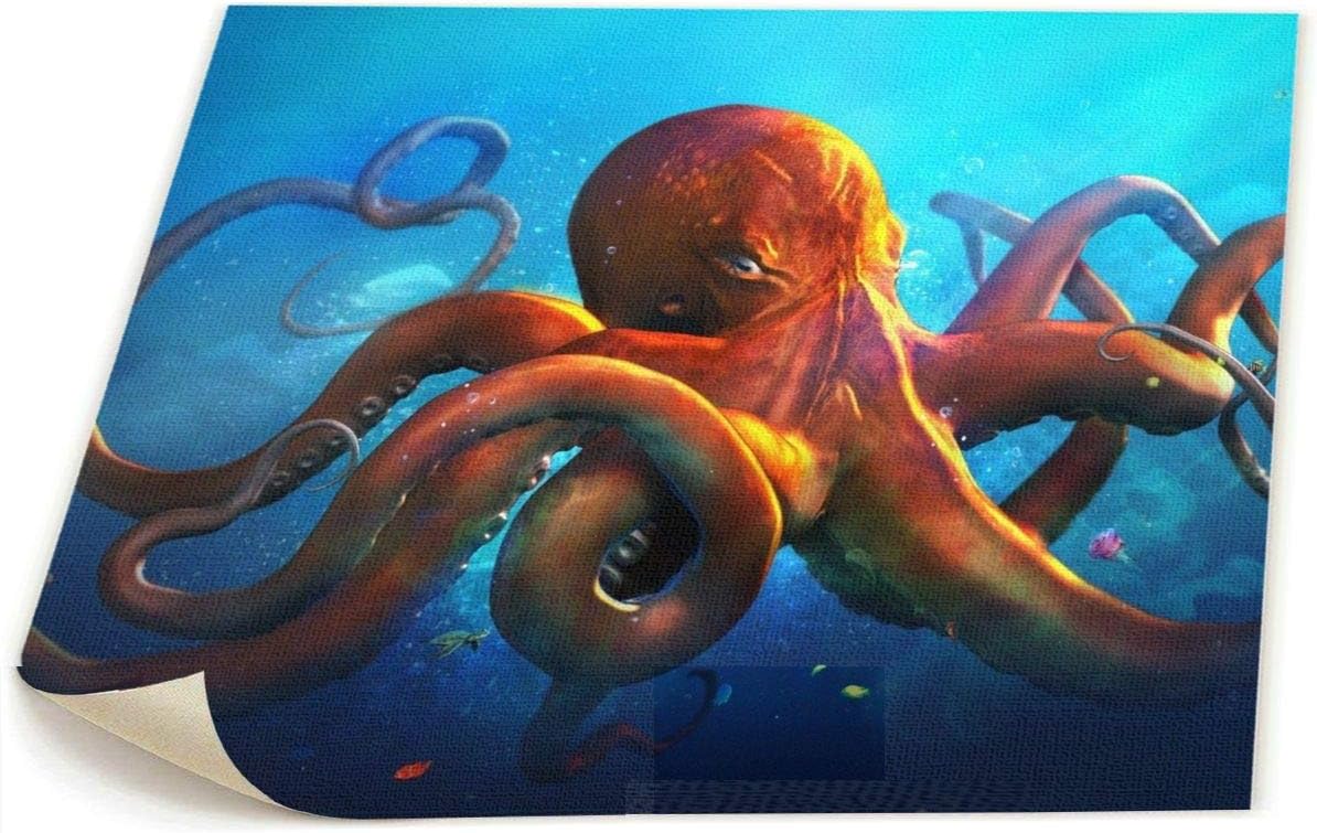 Paint C Artwork Pictures Printed Frameless Octopus Canvas Painting Wall Art Pictures Decor For Home Living Room Bedroom 22.8x18.9 Inch