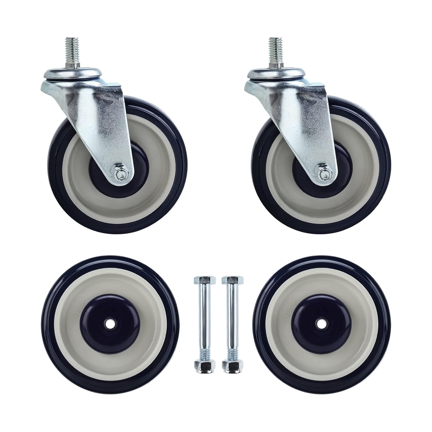 NORJIN 4 Pack 5Inch Shopping Cart Replacement Wheels, 5 inch 1/2"13 x