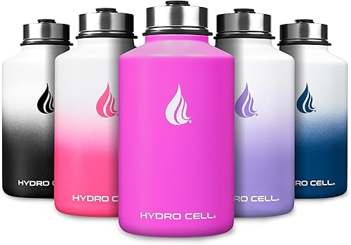 HYDRO CELL - Botella de agua con aislamiento térmico de acero inoxidable con pajilla, para bebidas frías y calientes, termo deportivo con tapón con