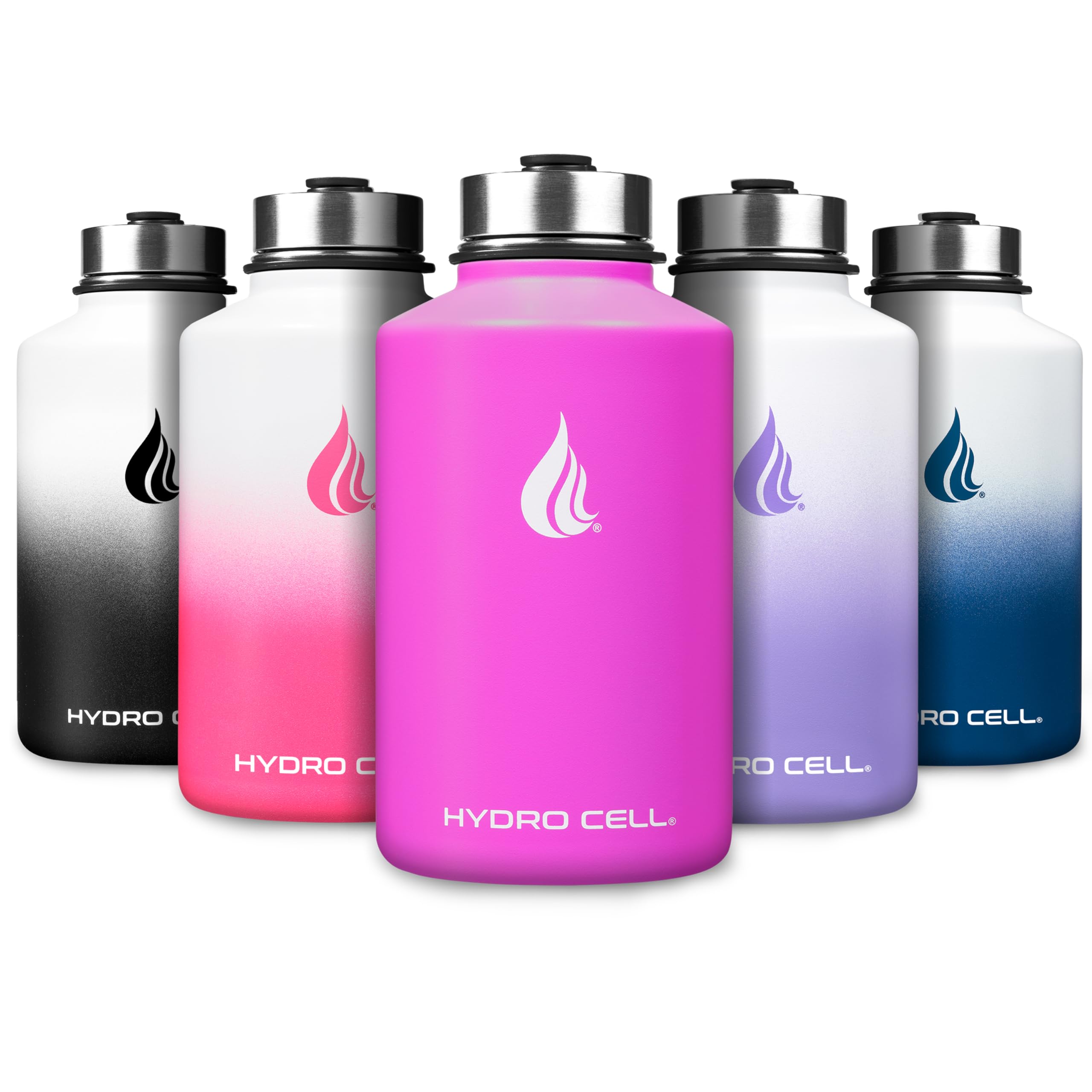 HYDRO CELL Stainless Steel Insulated Water Bottle with Straw - For Cold & Hot Drinks - Metal Vacuum Flask with Screw Cap and Modern Leakproof Sport