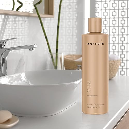 Miniatura 6 de MOEHAIR Mascarilla capilar hidratante con manteca de karité, proteínas y aceite de oliva, mascarilla capilar para cabello dañado, suaviza el cabello
