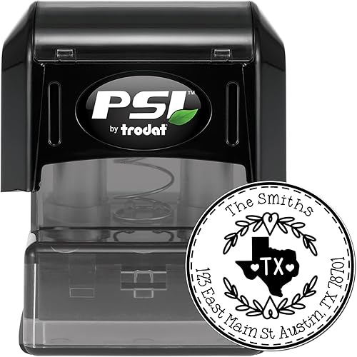 Miniatura 375 de Round State Love - Sello de dirección de devolución para Texas, uso con almohadilla de sello, mango de madera, sello de dirección de Texas