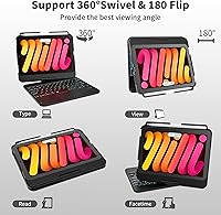 Vista 4 de TaIYanG Funda de teclado para iPad mini 7 A17 Pro 2024 y Mini 6, funda de teclado con trackpad retroiluminado de 7 colores para iPad mini 6ª