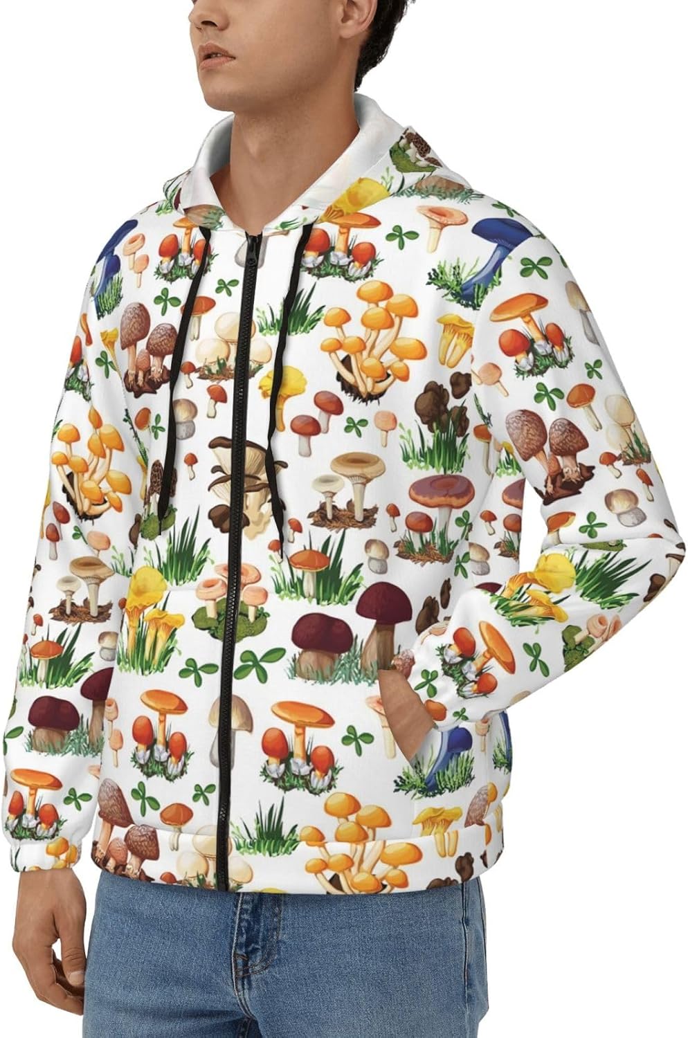 キノコ カラフル ジャケット メンズ コート 長袖 ウインドブレーカー 春秋冬 フード付き アウター カジュアル軽量