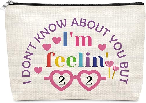Sazuwu Happy 22nd Birthday Gift for Women Makeup Bag 22 Year Old Birthday Gifts for Her Friend Sister Daughter Cosmetic Bag with Zipper 22nd Anniversary Decorations for Girlfriend Coworker Bestie