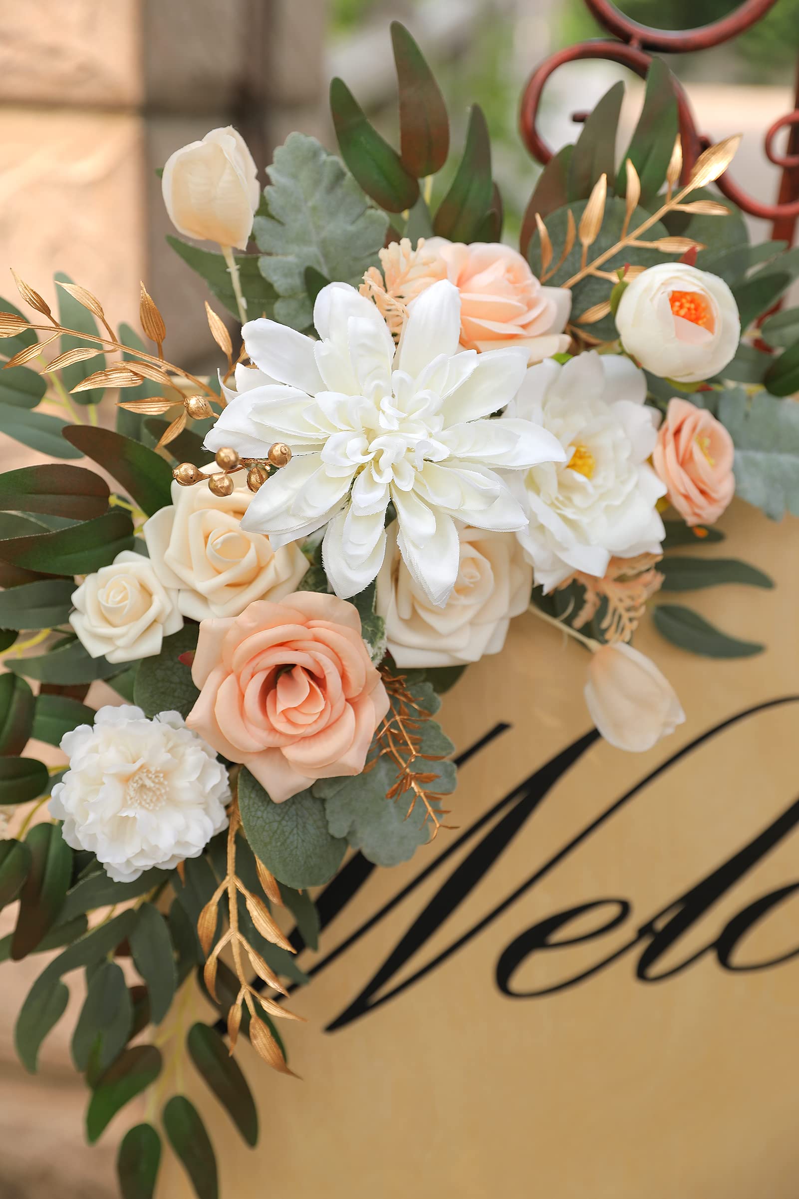 rongflower Artificial Flower Swag Set of 2 for Fake Flower Arrangements Wedding Welcome Ceremony Sign and Reception Backdrop Floral Decoration