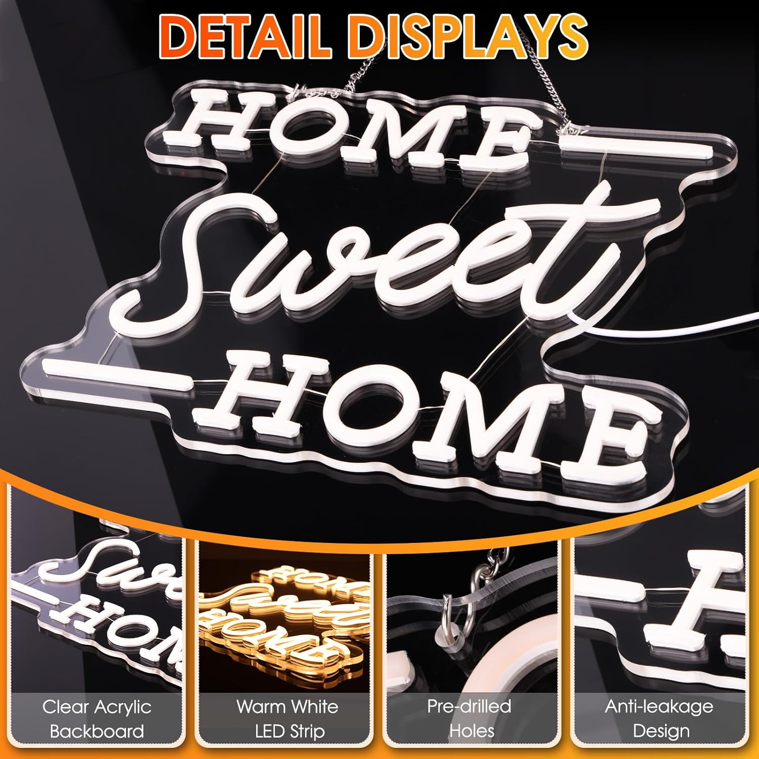 Home Sweet Home Neon Sign, House Warming Gifts New Home for Women Men Couple, Bright Warm White USB Powered Neon Light for Living Room Bedroom House New Home Wall Art Decor