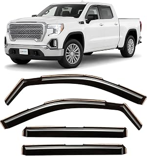 CLIM ART in-Channel Incredibly Durable Rain Guards for GMC Sierra 1500 2019-2026 Crew Cab,Original Window Deflectors,Vent Deflector,Vent Window Visors,Truck Accessories,4pcs-619003LPv