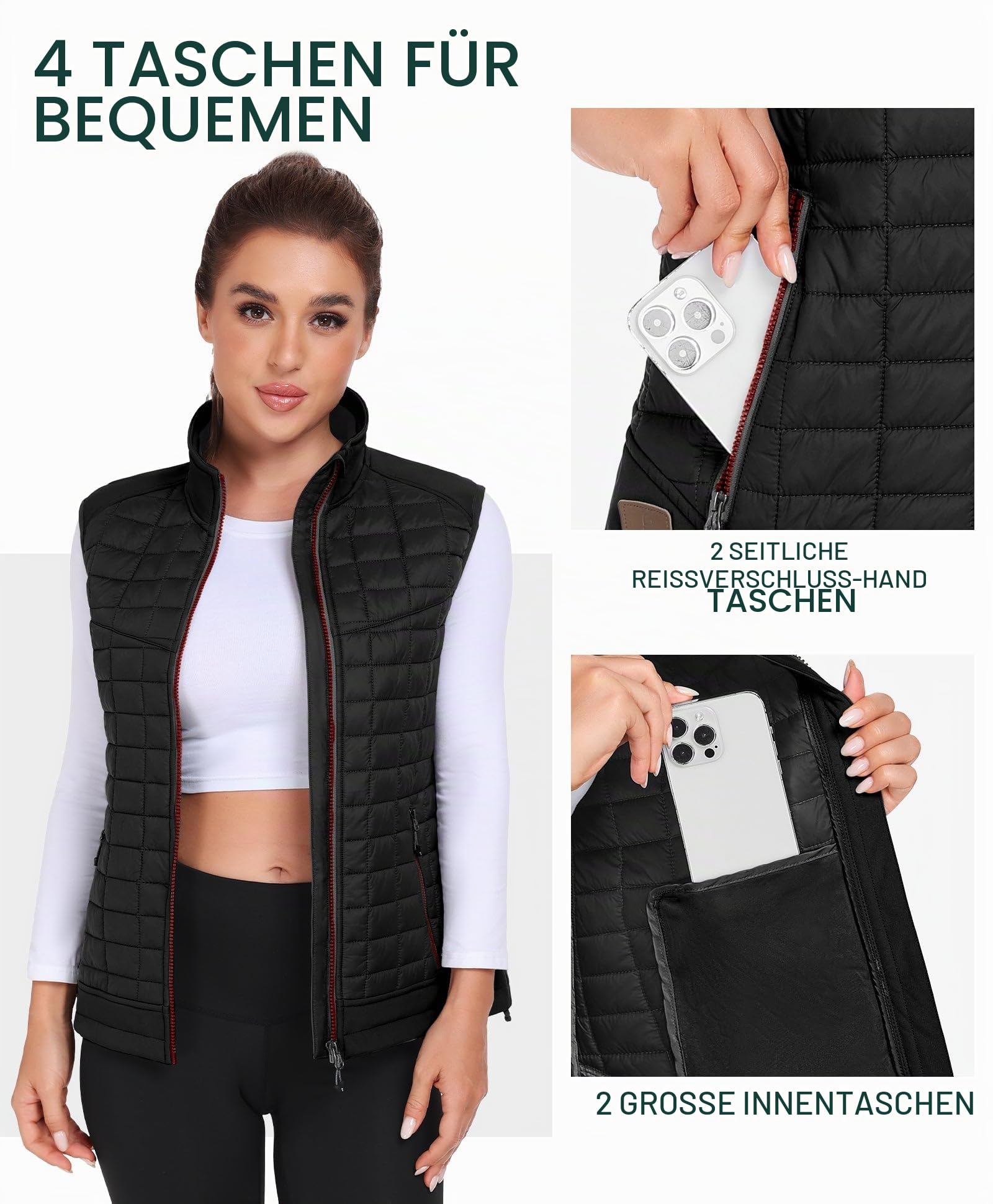 Little Donkey Andy Leichte Puffer Weste Damen Warme Ärmellose Outdoorjacke