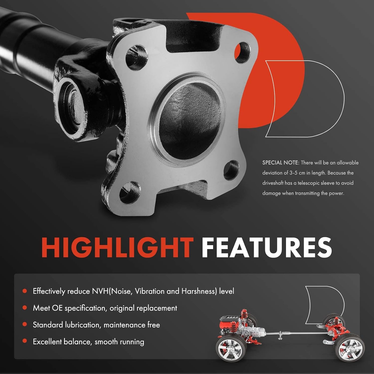 A-Premium Front Complete Drive Shaft Prop Shaft Driveshaft Assembly Compatible with Toyota Tacoma 2005-2015 V6 4.0L, 4WD Manual Transmission, Replace# 3714004041