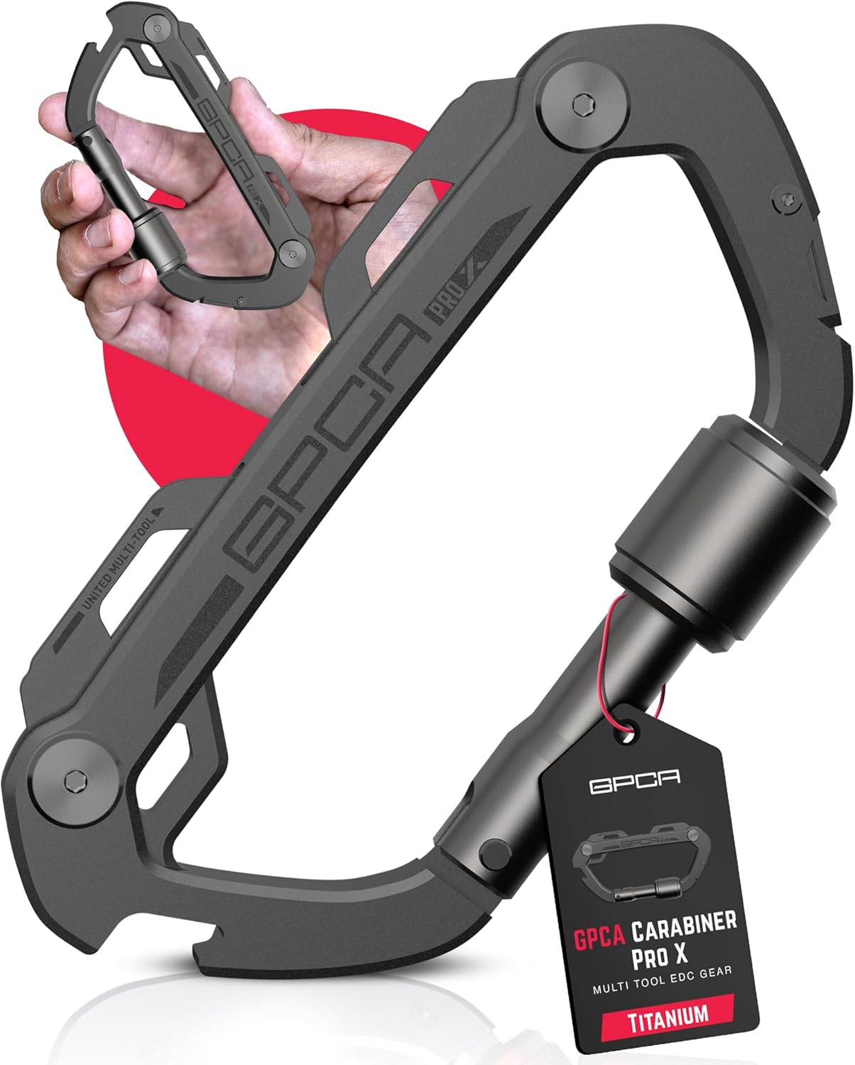 GPCA Carabiner Multitool - Carabiner Heavy Duty Key Clip for Keys, Bottle Opener, Screwdriver, Box Cutter, Ruler, Keychain Clip, Keychain Organizer, EDC Gear for Camping & Hiking - Gifts for Men