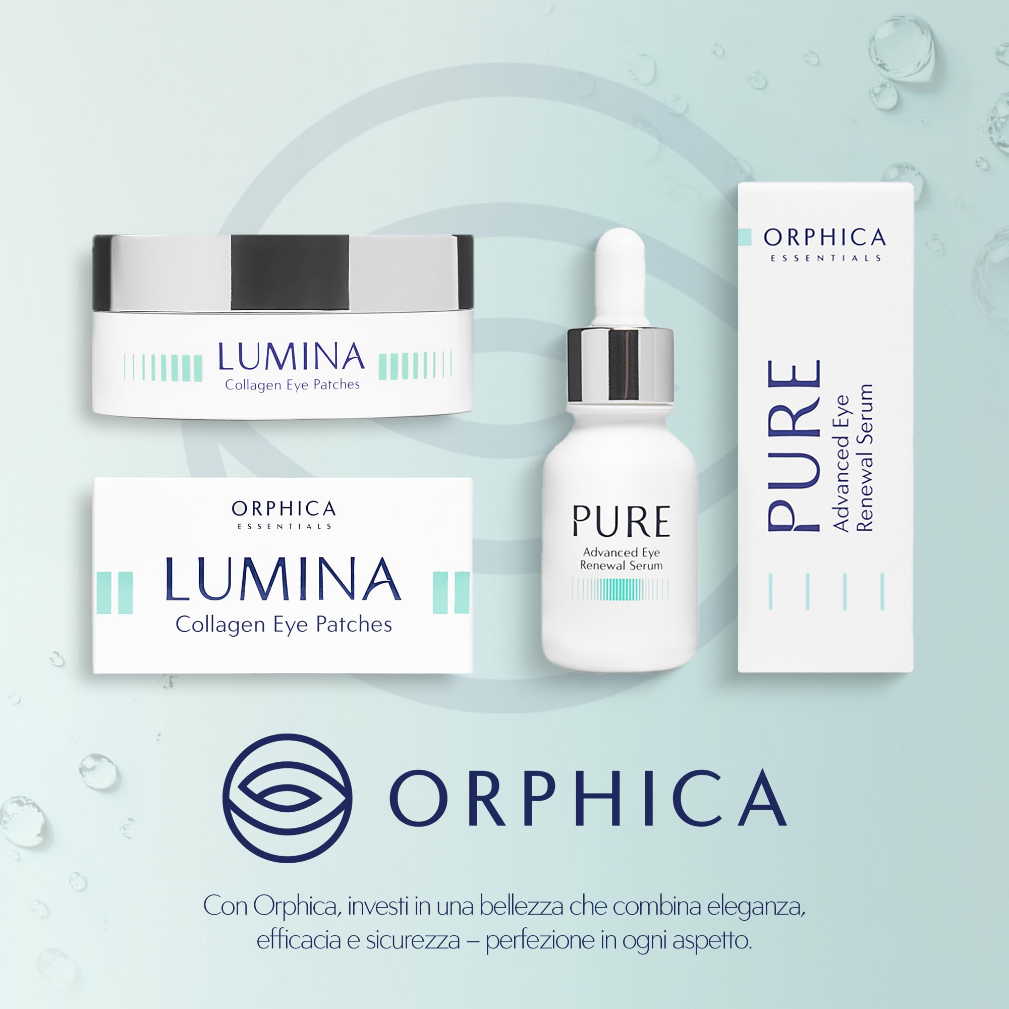 Orphica LUMINA - 60 toppe per occhi di collagene con acido ialuronico contro occhiaie, gonfiore e linee sottili