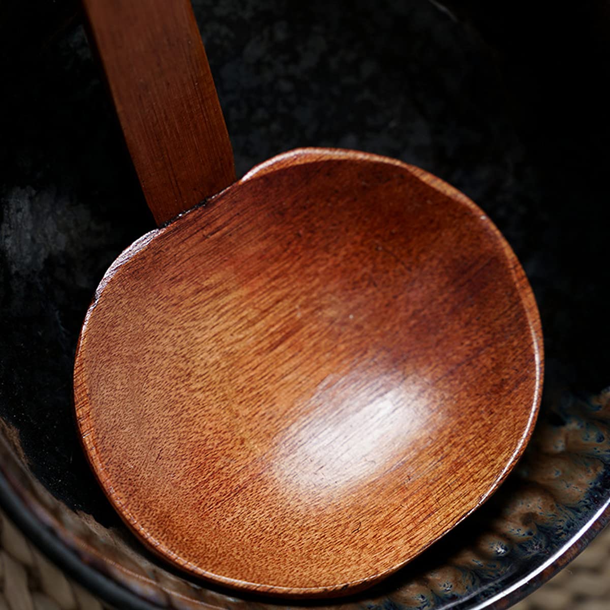 Lot De 5 Cuillères à Soupe En Bois Longues - Ustensiles Cuisine Naturels Pour Riz Et Mélange