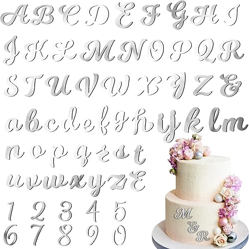Jspupifip 64 piezas de letras acrílicas con números del alfabeto, espejo número 0-9 y alfabeto A-Z personalizables, decoración de aniversario, boda,
